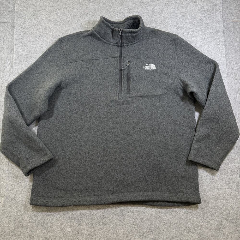 The North Face Gordon Lyons 1/4 Zip Fleece Mens 2XL Asphalt Gray Sweater Knit